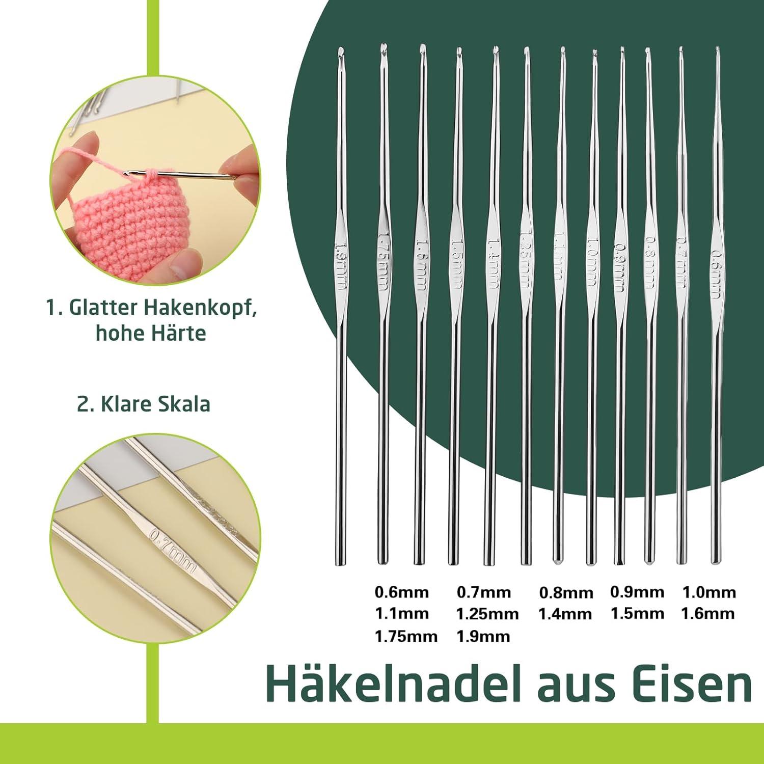 60-teiliges Häkelnadel-Set mit Aufbewahrungstasche, ergonomisch, für Anfänger und Handwerk