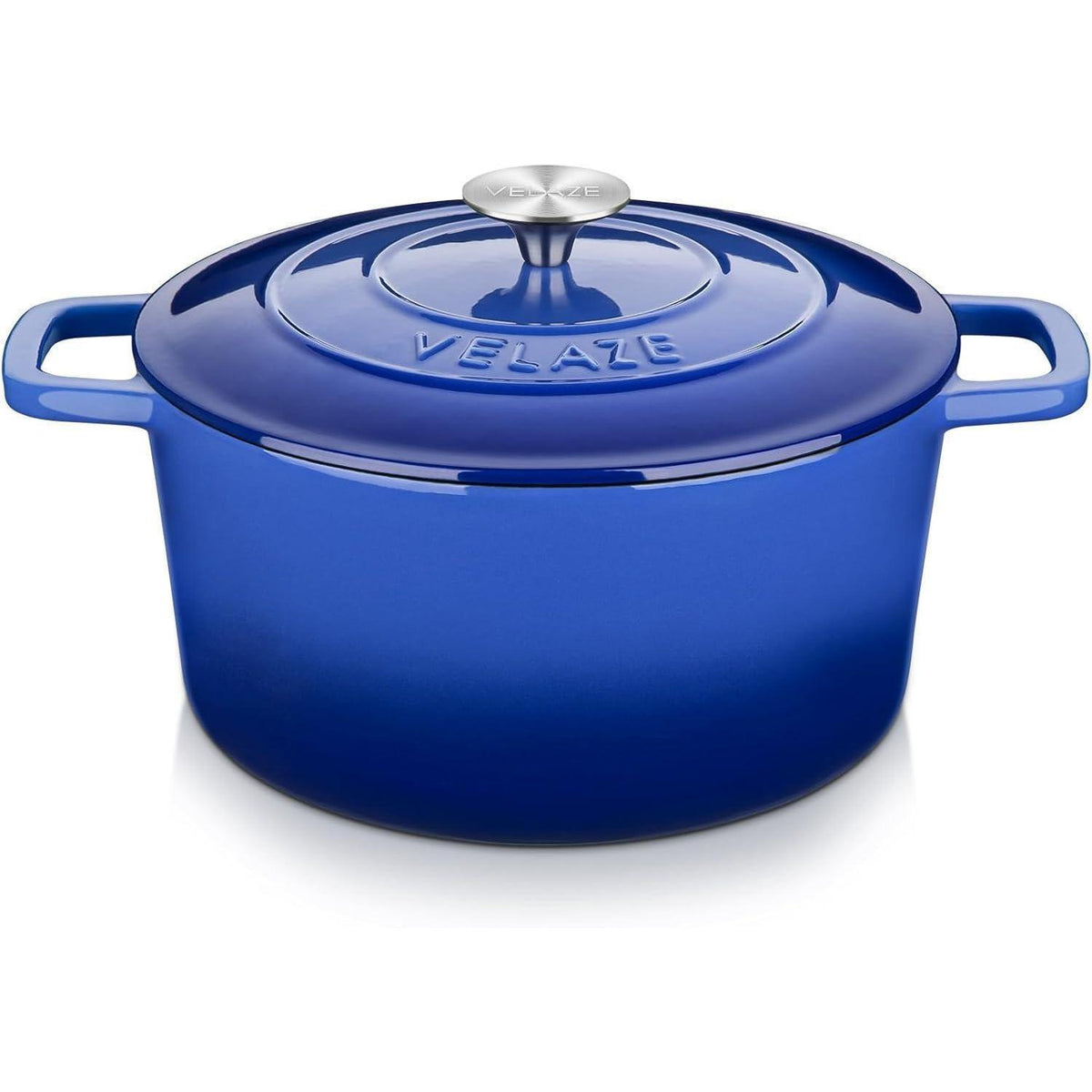 Emaillierter Gusseisen-Topf 6 QT mit Deckel, blau