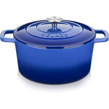 Emaillierter Gusseisen-Topf 6 QT mit Deckel, blau