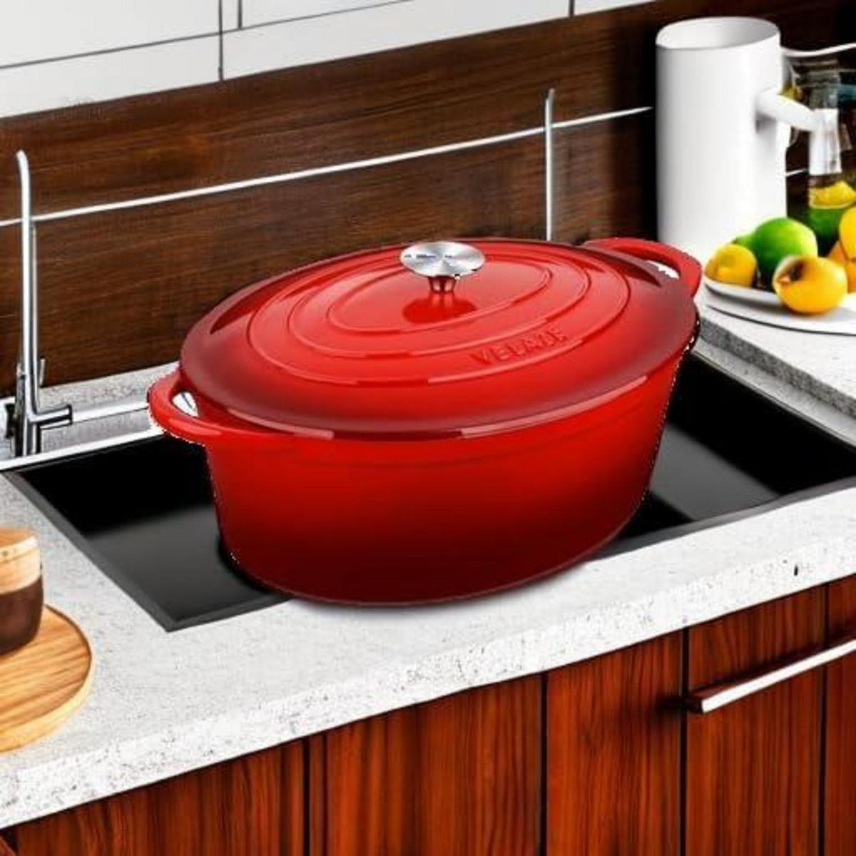 Emaillierter Gusseisen-Dutch Oven 7,5 QT Oval Rot