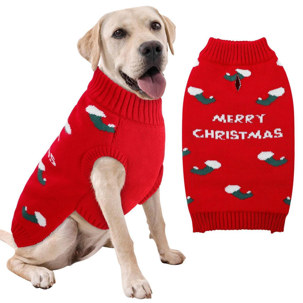 Hundepullover Weihnachten Rot | Strickpulli für kleine & mittelgroße Hunde
