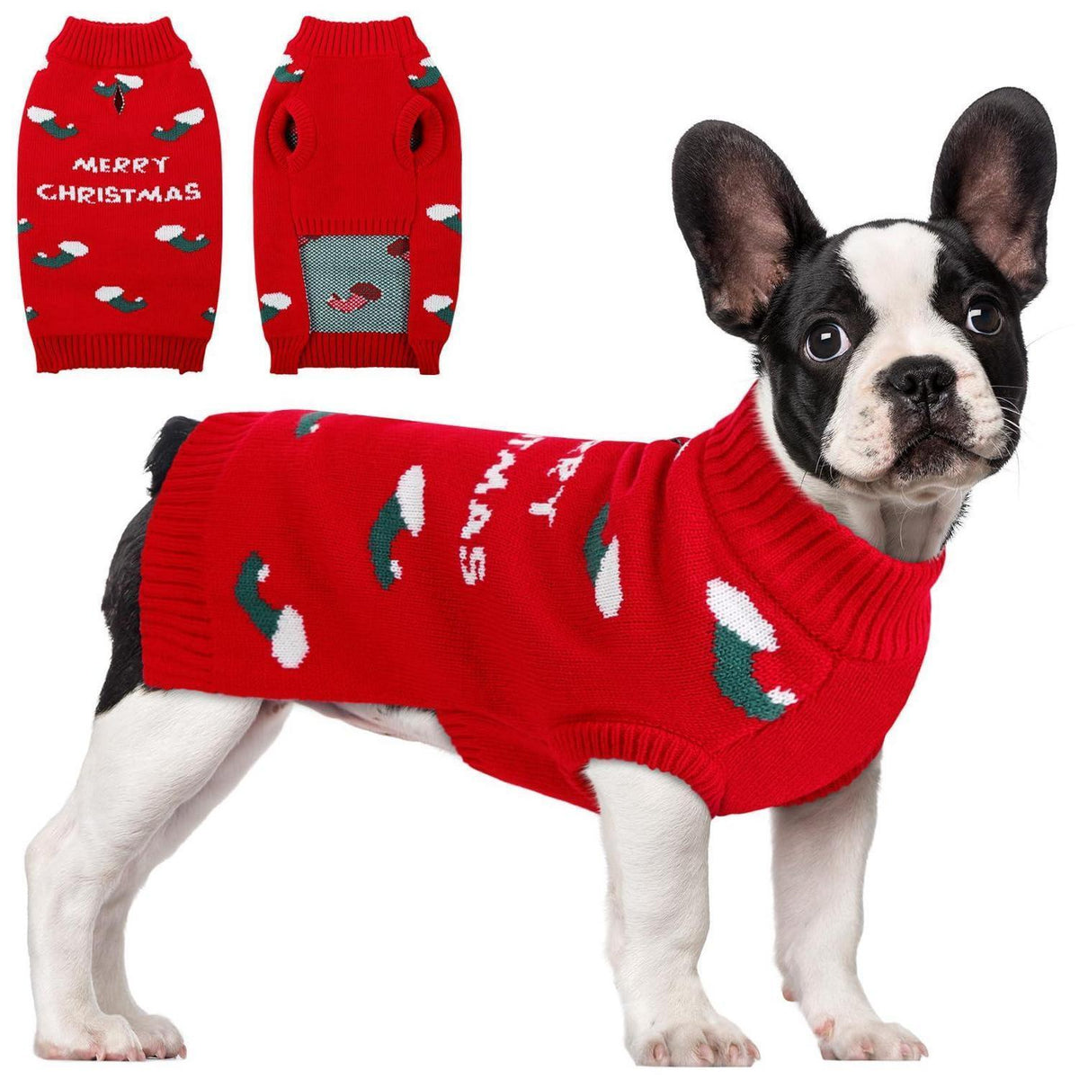 Hundepullover Weihnachten Rot – Strickpulli für kleine & mittelgroße Hunde