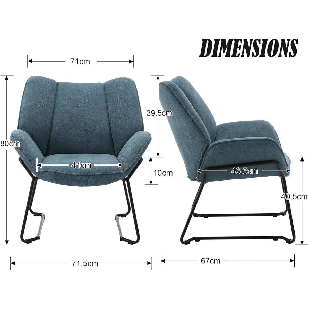 Chenille Loungesessel Blau – Modern & Bequem für Wohnzimmer/Balkon