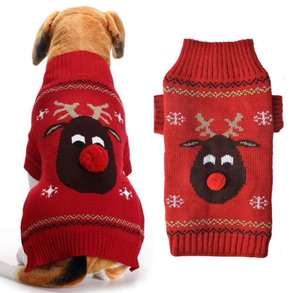 Hundepullover Weihnachten Rotnasenkitz M | Warmer Strickpullover