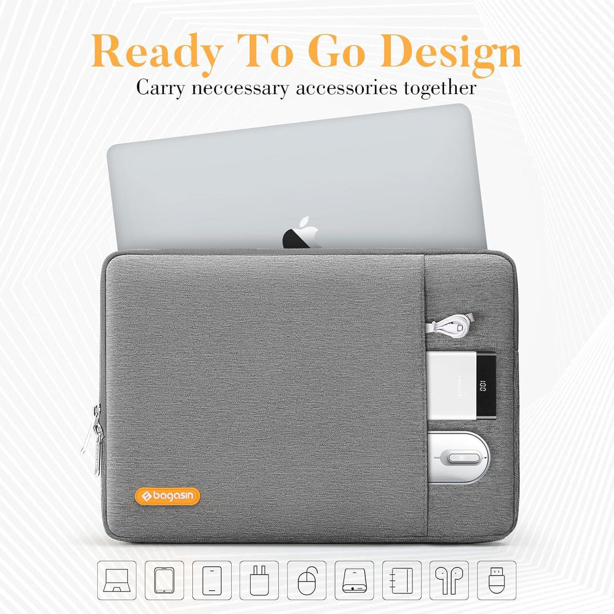 Laptop Hülle Tasche 14-15 Zoll MacBook Air Schutzhülle Sleeve Grau