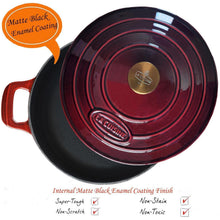 Gusseisen Schmorpfanne mit Deckel, 28 cm, Cranberry Rot