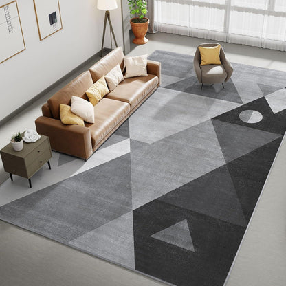 Geometrischer Kurzflor Teppich Waschbar 200x300 cm Grau