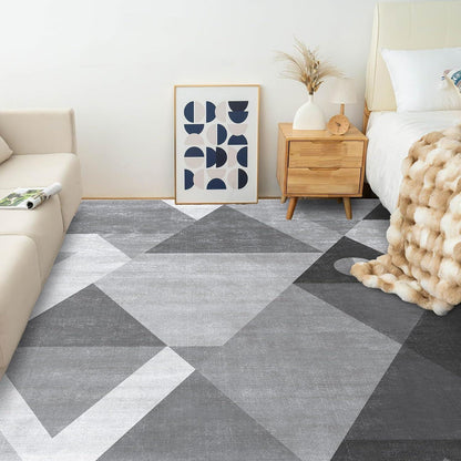 Geometrischer Kurzflor Teppich Waschbar 200x300 cm Grau