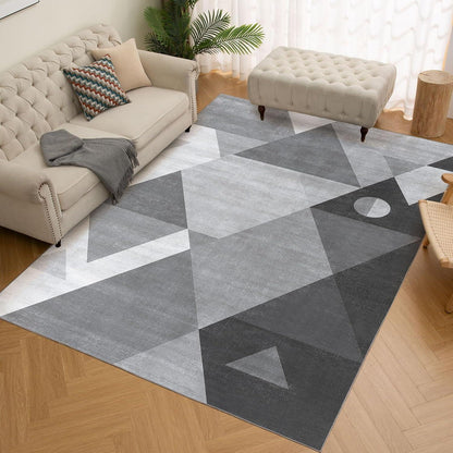 Modernes Geometrisches Wohnzimmer Teppich Grau 200x300cm Maschinenwaschbar