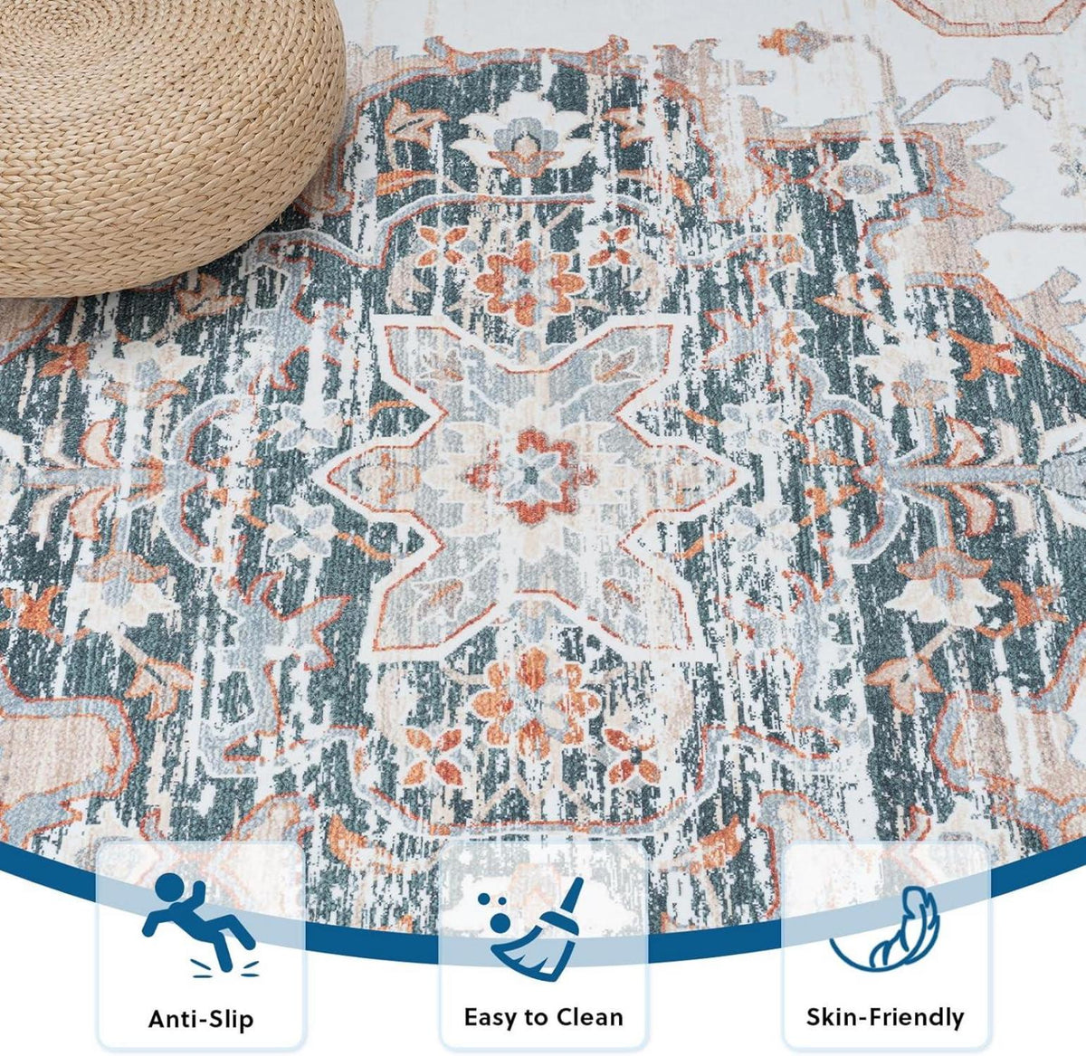Teppich Wohnzimmer Vintage Kurzflor Outdoor Flauschig Schlafzimmer