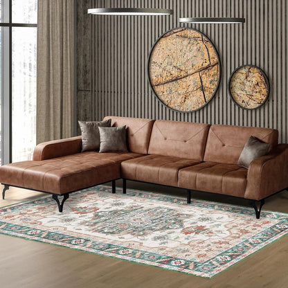 Vamcheer Vintage-Kurzflor Teppich 120x170 cm Grün