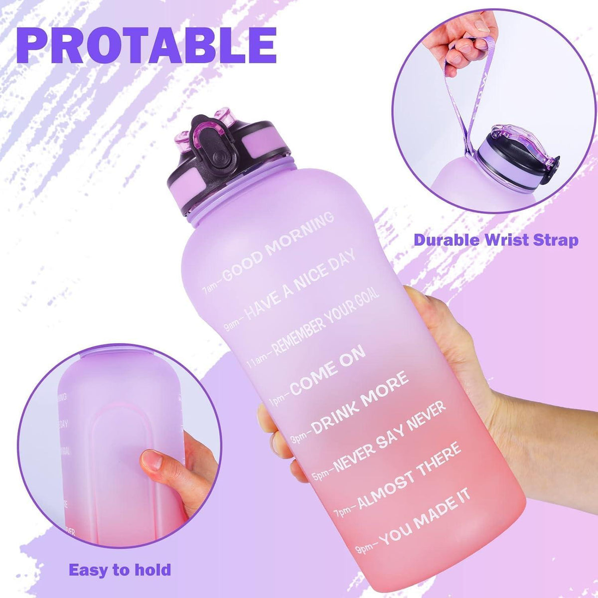 ETDW 2 Liter Trinkflasche Sport mit Strohhalme 2000ml BPA Frei