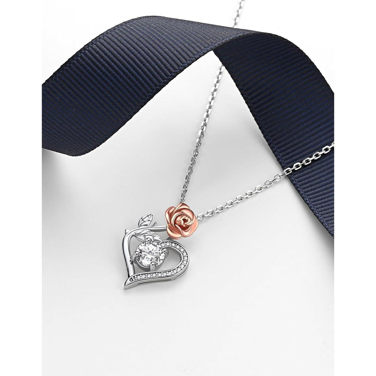 Halskette Damen Herz Moissanite 1 Karat Silber 925 Rosegold Geschenk