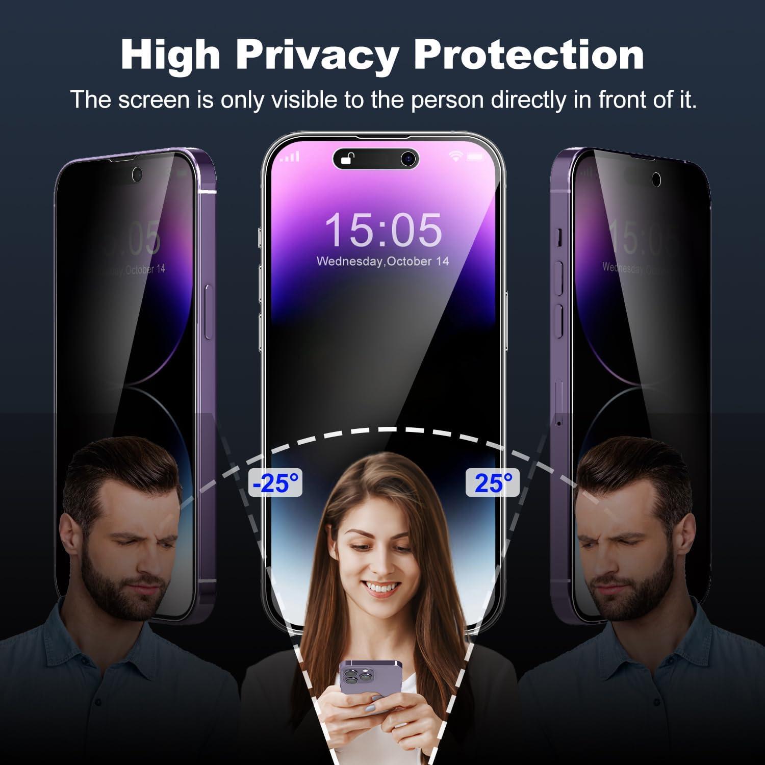 Sichtschutz Panzerglas iPhone 14 Pro 6,1 Zoll Anti-Spionage 9H