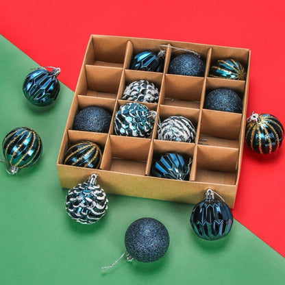 Dunkelblaue Weihnachtskugeln Set 16 Stück – 6cm Kunststoffdeko