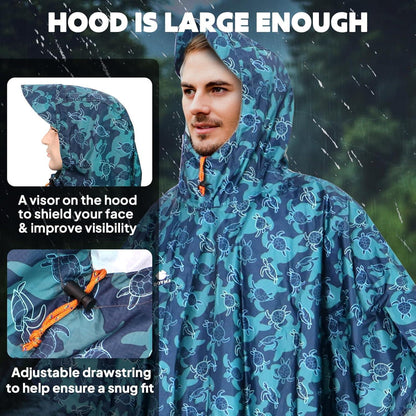 Leichter Regenponcho mit Kapuze, wasserdicht & atmungsaktiv