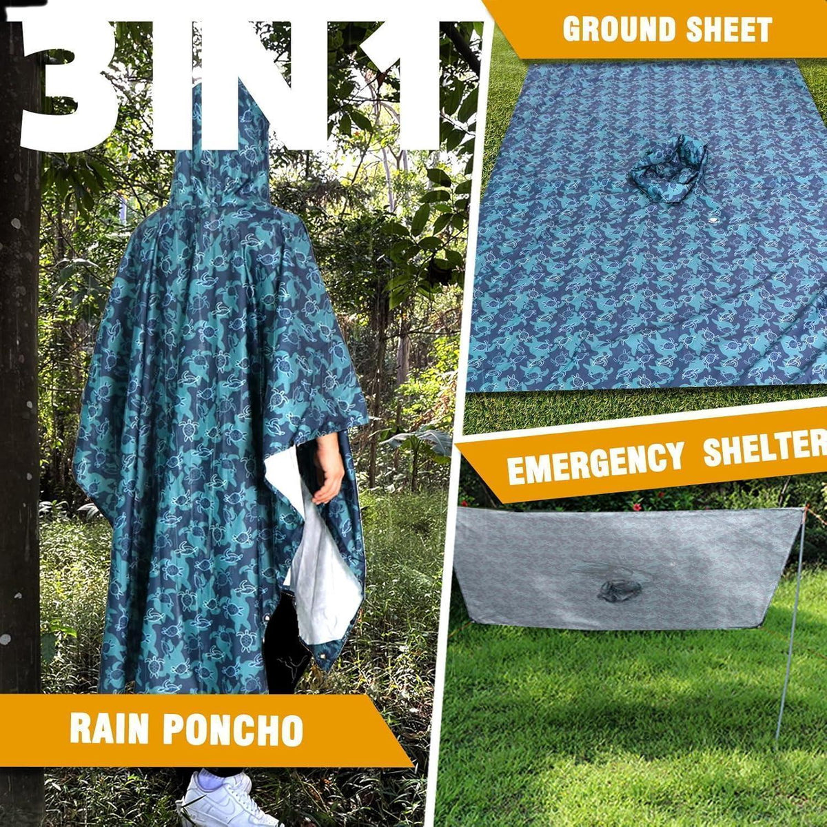 Leichter Regenponcho mit Kapuze, wasserdicht & atmungsaktiv