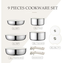 CAROTE 9-teiliges Edelstahl Töpfe Pfannen Set, Induktion