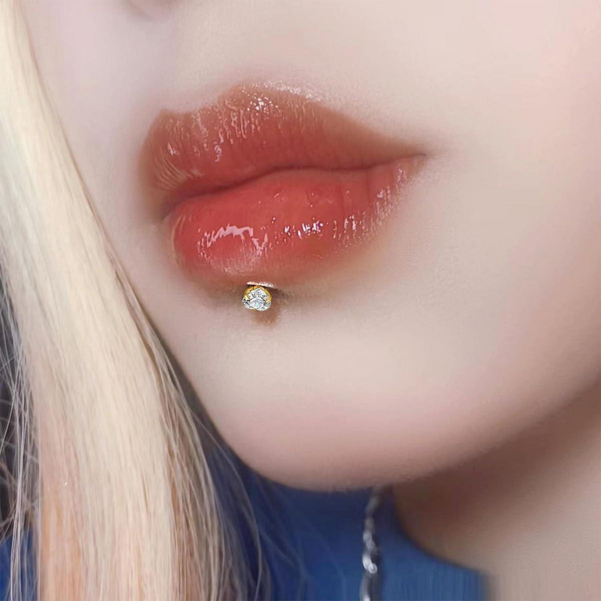 Chirurgenstahl Lippenpiercing Push In 16G Labret Tragus Helix Ohrstecker Gold