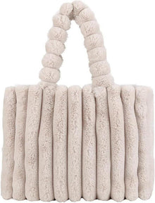 Plüsch Handtasche Damen Winter Schultertasche groß Schwarz