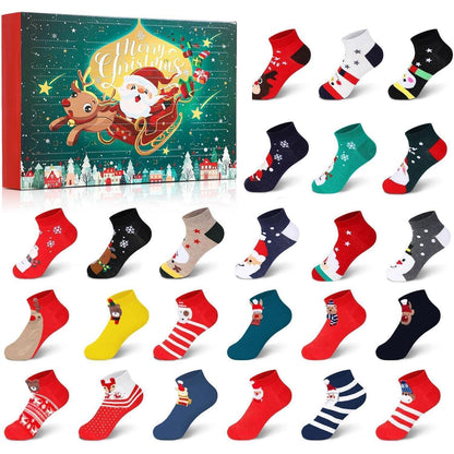 24 Paare Weihnachtssocken Damen Adventskalender Geschenkset