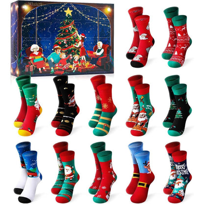 Souarts 12 Paare Weihnachtssocken Adventskalender 2024 für