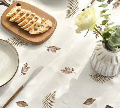 Streifen Kürbisse Blätter Herbst Tischdecke 85x85 cm Beige