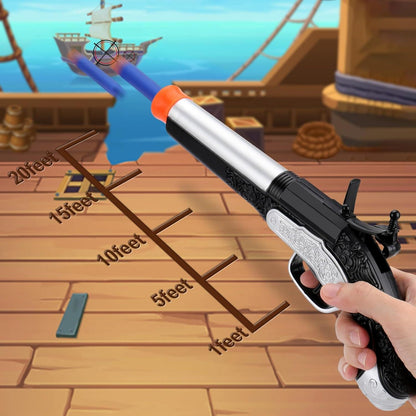 Piratenpistole Spielzeug Pistole mit 20 Kugeln Silber Halloween