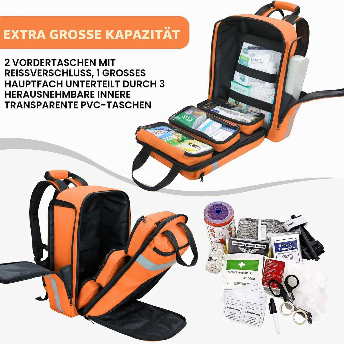 Erste-Hilfe-Rucksack Orange – Taktische Medizin Tasche für Outdoor