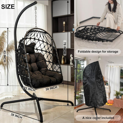 Hängesessel Polyrattan Outdoor Indoor mit Gestell & Kissen
