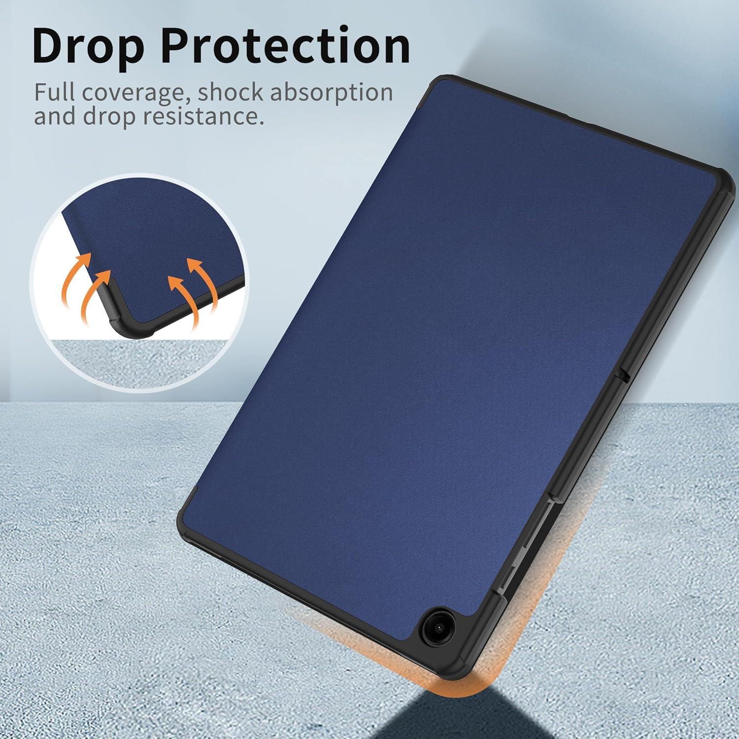 EasyAcc Samsung Galaxy Tab A9+ 11 Zoll 2023 Hülle PU Leder Navy Blau