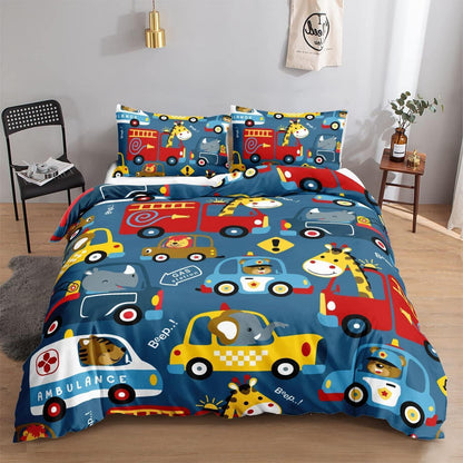 Cartoon Auto Bettwäsche-Set 200x200 cm