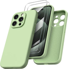 iPhone 15 Pro Max Hülle flüssiges Silikon Kameraschutz 2 Schutzfolien