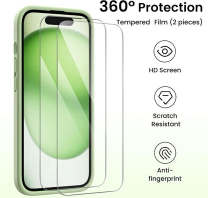 iPhone 15 Silikon Hülle Kameraschutz Stoßfest Mikrofaser 6.1 Zoll Green