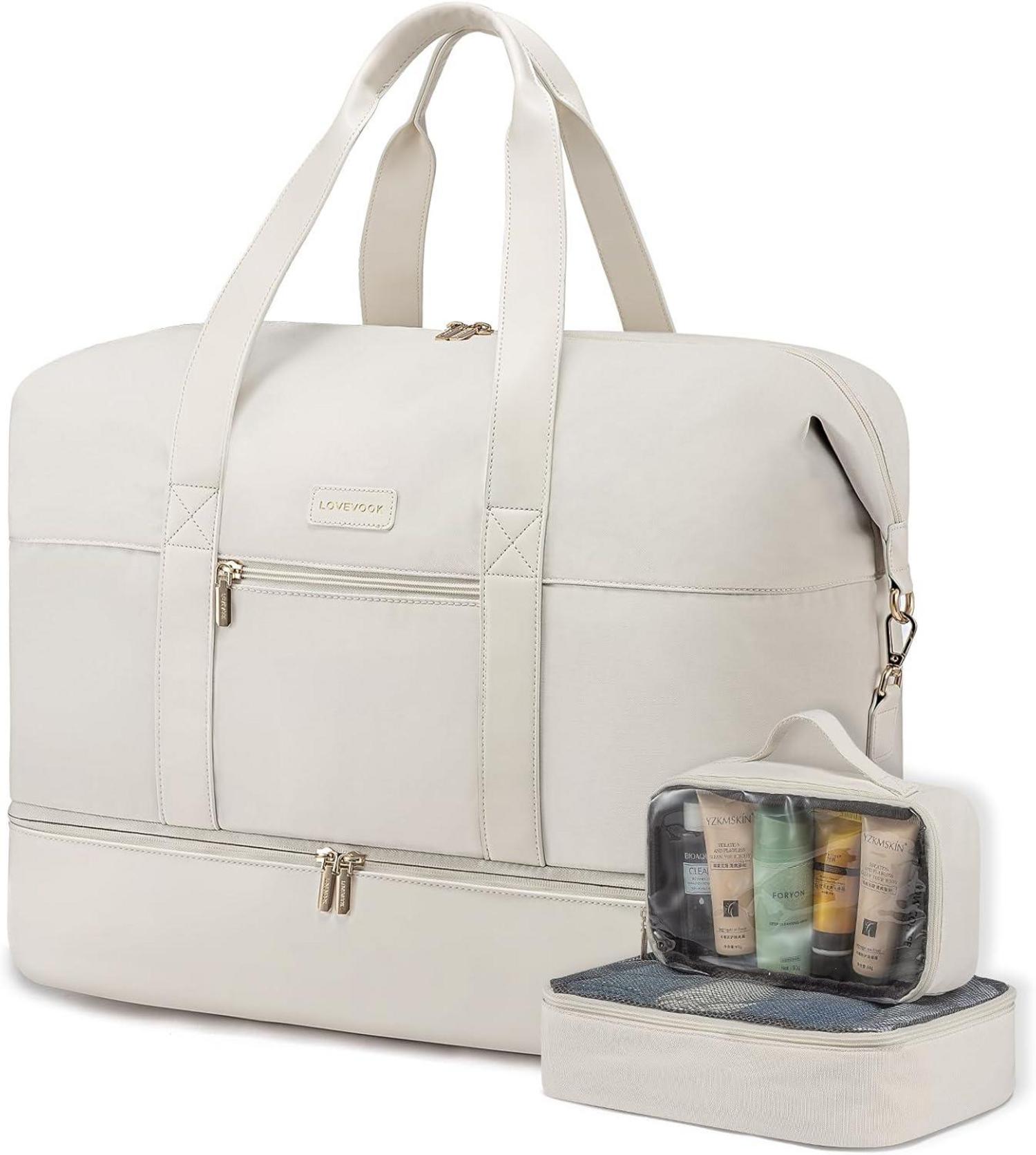 Weekender Reisetasche Damen Sporttasche Handgepäck Kliniktasche Beige