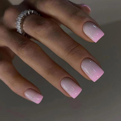 24er Set Press on Nails Acryl French Nägel Nagelkleber Gradient Rosa