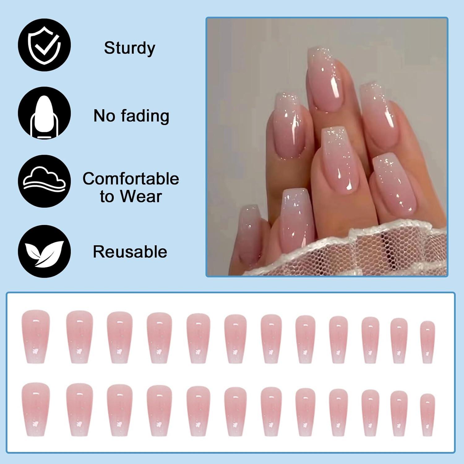 24 Stück Rosa Ballerina Künstliche Nägel Press on Nails Set