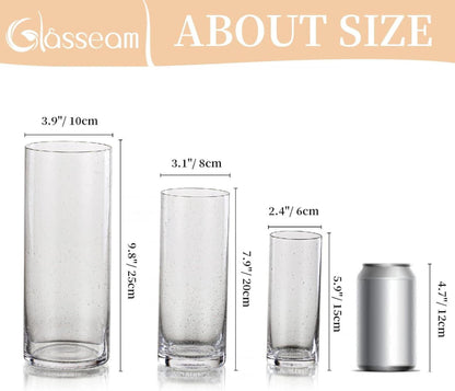 Kerzenhalter Glas Vasen Set - Windlicht Stumpenkerzen 3er - Groß Deko