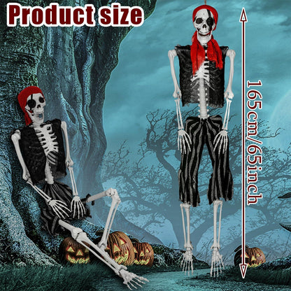 Halloween Skelett lebensgroß Gelenke Pirat 165cm deco