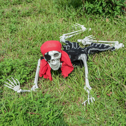 165cm Halloween lebensgroßes Skelett Ganzkörper Bewegliche Gelenke Piraten-Deko
