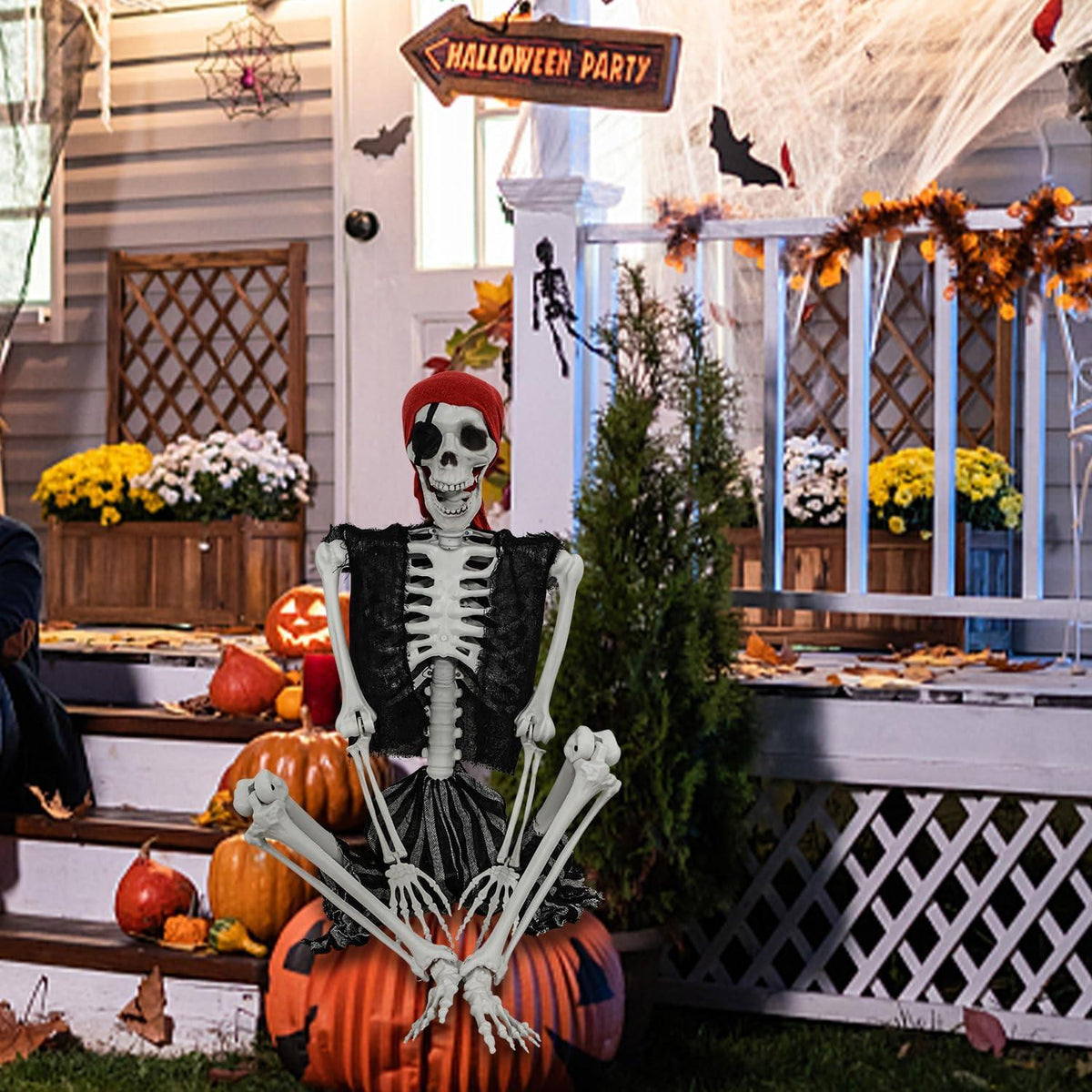 165cm Halloween Skelett mit beweglichen Gelenken für Piraten Grusel