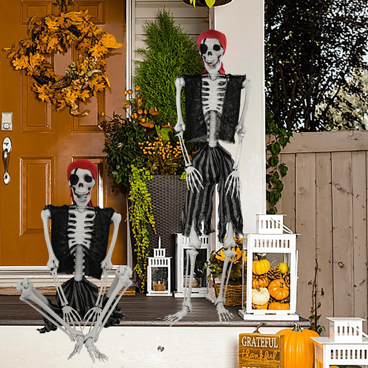 Halloween Skelett 165cm bewegliche Gelenke Party Deko Friedhof Geisterhaus