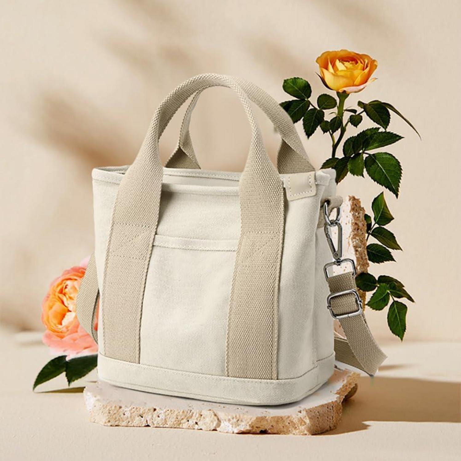 Canvas Handtasche Damen Umhängetasche Reißverschluss Alltag Schultertasche