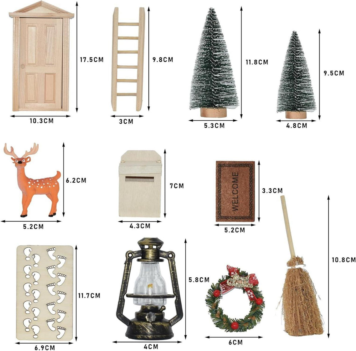 Miniatur Wichteltür Weihnachten Set Holz, Deko für