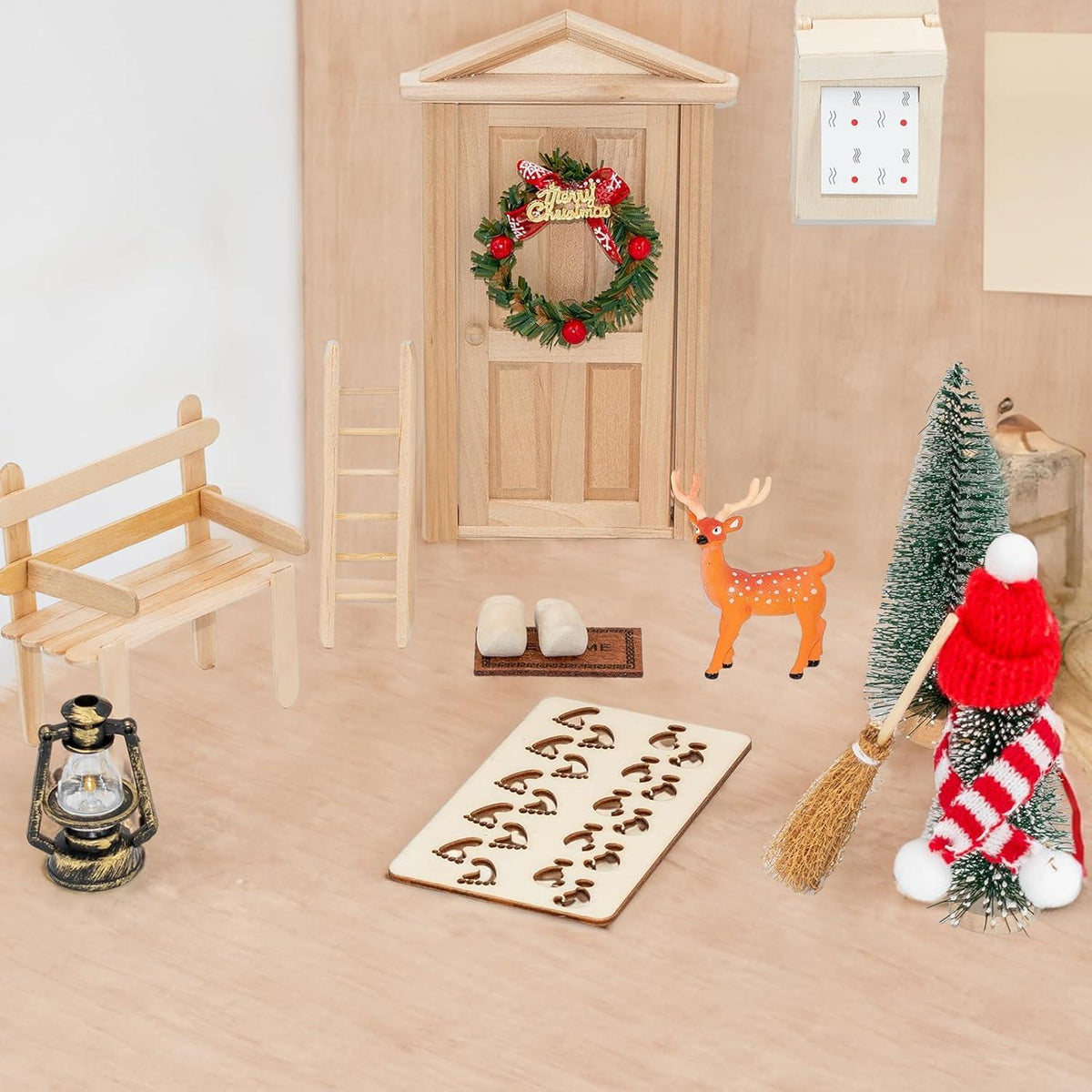 Miniatur Wichteltür Set Weihnachten Deko Nissedor Holz 16 Stück