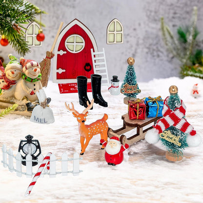 Miniatur Wichteltür Set Weihnachten Deko Holz