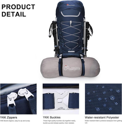 MOUNTAINTOP 75L Trekkingrucksack Herren Damen Outdoor Camping Rucksack Blau