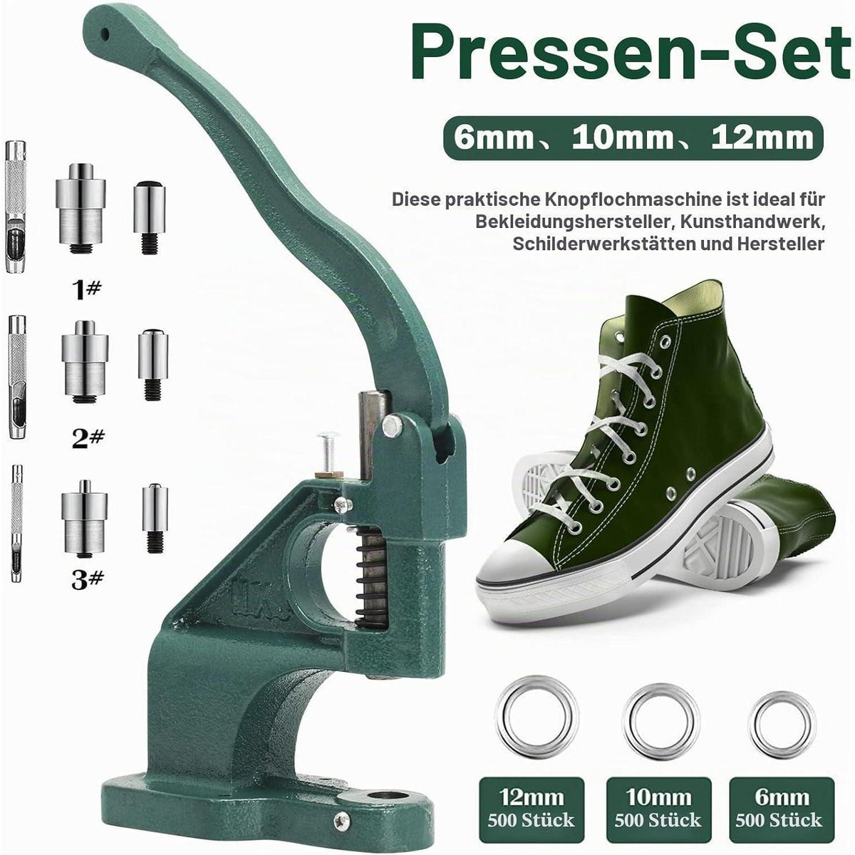 Ösenpresse Set mit 1500 Ösen – Handpresse für Stoff & Leder