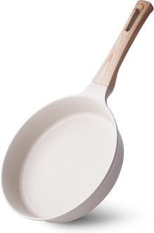 Antihaft Induktion Bratpfanne 28cm Granit Pfanne Holzgriff Beige