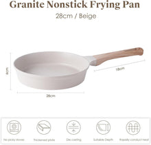 Antihaft Induktionspfanne 28cm Granit Pfanne Holzgriff Beige